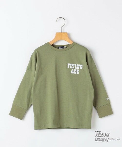 SHIPS / シップス Tシャツ | SHIPS KIDS:100〜130cm / PEANUTS FA プリント ロングスリーブ Tシャツ(オリーブ)