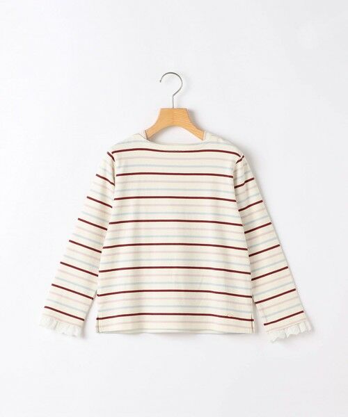 SHIPS / シップス Tシャツ | SHIPS KIDS:80〜90cm/コットンレース ボーダー ロングスリーブ Tシャツ（オフホワイト）
