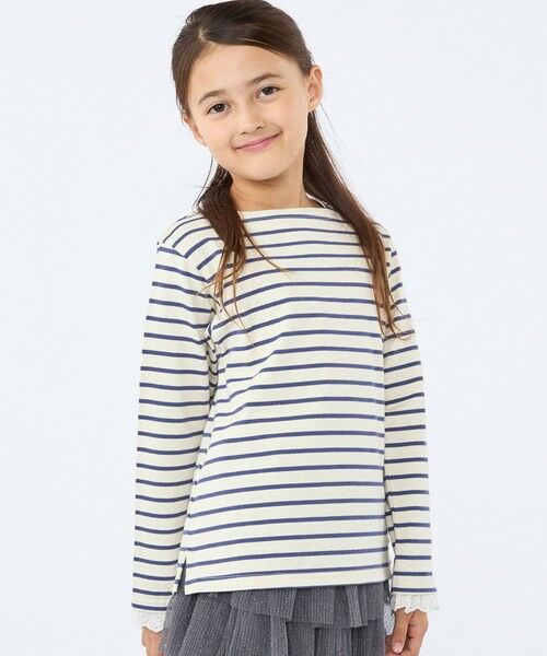 SHIPS / シップス Tシャツ | SHIPS KIDS:100〜130cm/コットンレース ボーダー ロングスリーブ Tシャツ | 詳細1