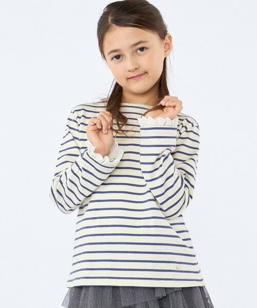 SHIPS / シップス Tシャツ | SHIPS KIDS:100〜130cm/コットンレース ボーダー ロングスリーブ Tシャツ | 詳細3