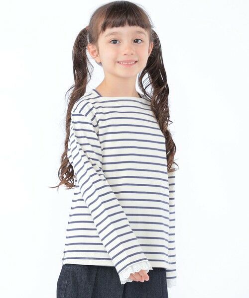 SHIPS / シップス Tシャツ | SHIPS KIDS:100〜130cm/コットンレース ボーダー ロングスリーブ Tシャツ | 詳細8