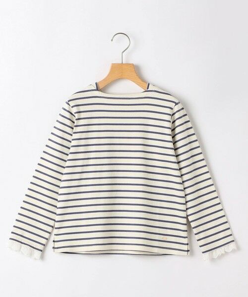 SHIPS / シップス Tシャツ | SHIPS KIDS:140〜150cm/コットンレース ボーダー ロングスリーブ Tシャツ（ホワイト系）
