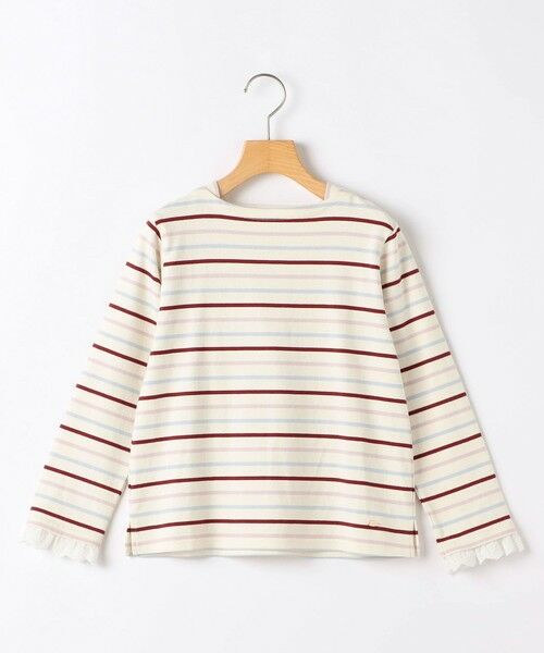 SHIPS / シップス Tシャツ | SHIPS KIDS:140〜150cm/コットンレース ボーダー ロングスリーブ Tシャツ（オフホワイト）
