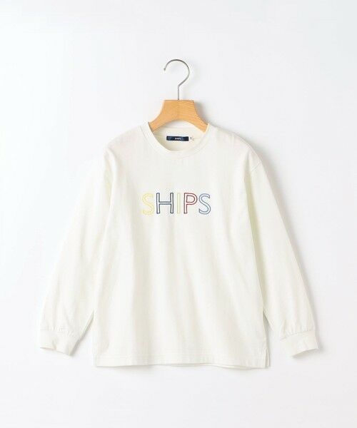 SHIPS / シップス カットソー | SHIPS KIDS:80〜90cm/ 刺繍 ロゴ ロングスリーブ Tシャツ（ライトホワイト）