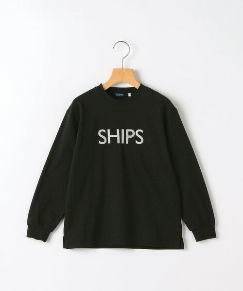 SHIPS / シップス カットソー | SHIPS KIDS:80〜90cm/ 刺繍 ロゴ ロングスリーブ Tシャツ（ブラック）