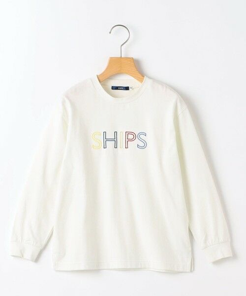 SHIPS / シップス カットソー | SHIPS KIDS:140〜160cm/ 刺繍 ロゴ ロングスリーブ Tシャツ（ライトホワイト）