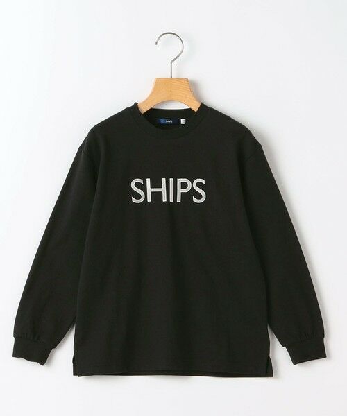 SHIPS / シップス カットソー | SHIPS KIDS:140〜160cm/ 刺繍 ロゴ ロングスリーブ Tシャツ（ブラック）