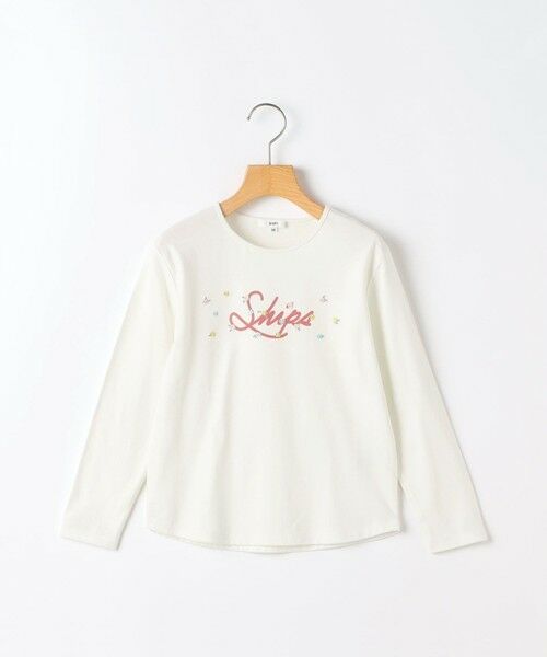 SHIPS / シップス カットソー | SHIPS KIDS:80〜90cm /フラワー ロゴ ロングスリーブ Tシャツ（オフホワイト）