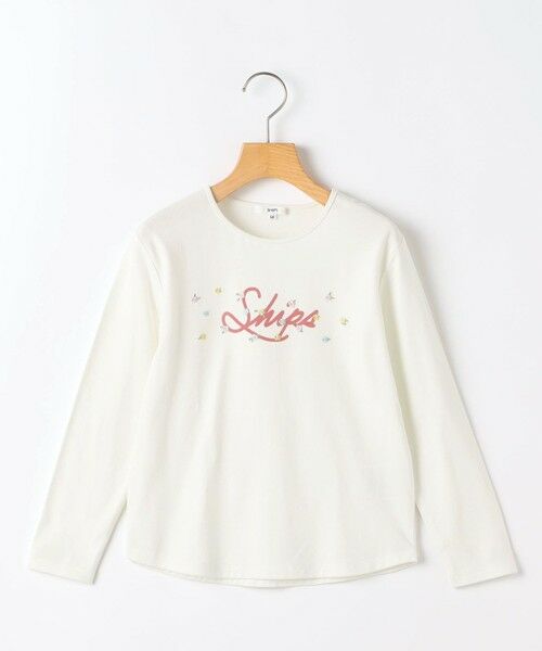 SHIPS / シップス カットソー | SHIPS KIDS:140〜150cm /フラワー ロゴ ロングスリーブ Tシャツ（オフホワイト）