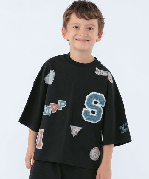 SHIPS / シップス Tシャツ | SHIPS KIDS:100〜130cm /〈UVカット/接触冷感〉ワッペンプリント Tシャツ(ブラック)