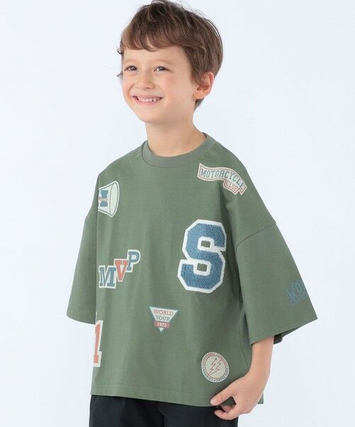 SHIPS / シップス Tシャツ | SHIPS KIDS:100〜130cm /〈UVカット/接触冷感〉ワッペンプリント Tシャツ（オリーブ）