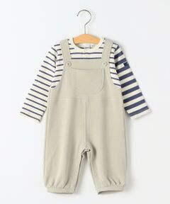 SHIPS / シップス ロンパース | SHIPS KIDS:70〜80cm / ボーダー フェイク レイヤード ロンパース