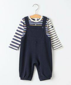 SHIPS / シップス ロンパース | SHIPS KIDS:70〜80cm / ボーダー フェイク レイヤード ロンパース