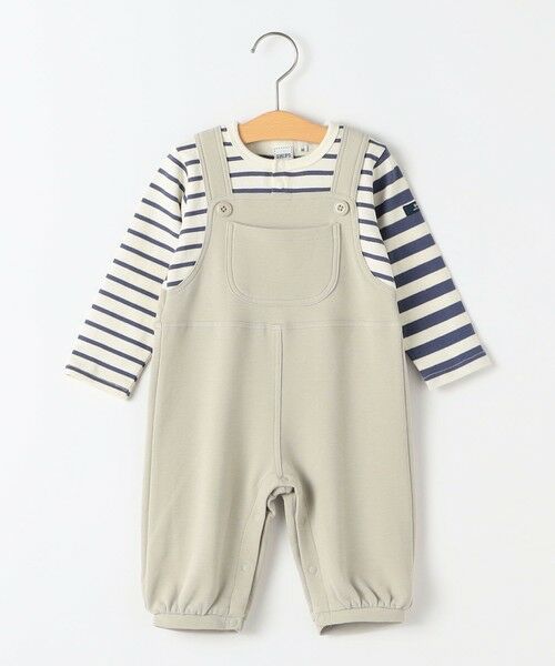 SHIPS / シップス ロンパース | SHIPS KIDS:70〜80cm / ボーダー フェイク レイヤード ロンパース（ホワイト系）