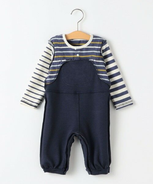 SHIPS / シップス ロンパース | SHIPS KIDS:70〜80cm / ボーダー フェイク レイヤード ロンパース | 詳細9