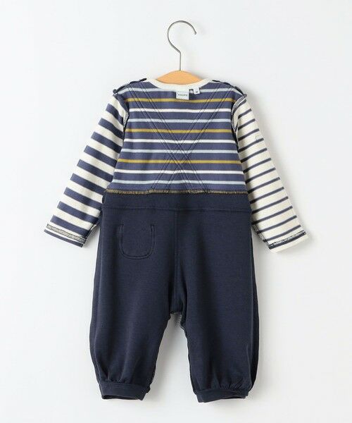 SHIPS / シップス ロンパース | SHIPS KIDS:70〜80cm / ボーダー フェイク レイヤード ロンパース | 詳細10