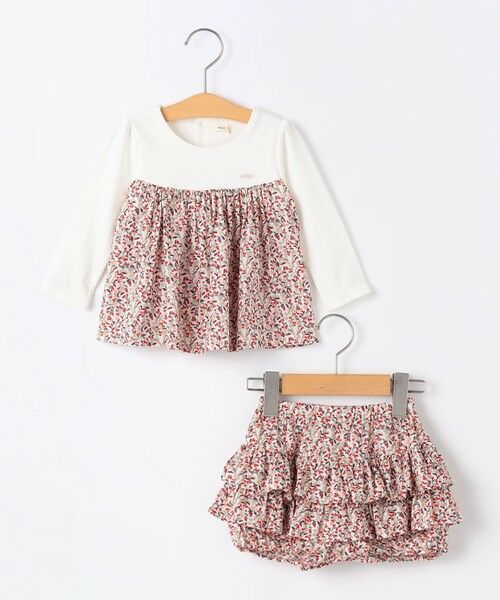 SHIPS / シップス ロンパース | SHIPS KIDS:70〜80cm / フラワー フリル セット ロンパース（ピンク系）