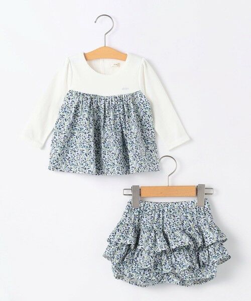 SHIPS / シップス ロンパース | SHIPS KIDS:70〜80cm / フラワー フリル セット ロンパース（ブルー系）