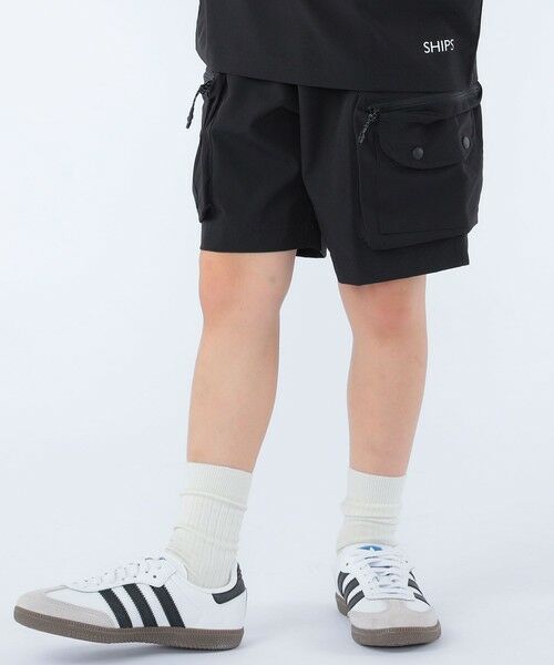 SHIPS / シップス ショート・ハーフ・半端丈パンツ | SHIPS KIDS:100〜130cm /〈多機能〉ファンクション ショーツ(ブラック)