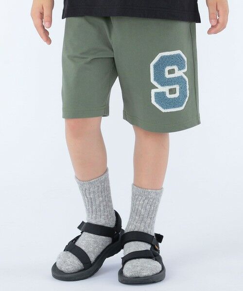SHIPS / シップス ショート・ハーフ・半端丈パンツ | SHIPS KIDS:100〜130cm /〈UVカット/接触冷感〉ワッペンプリント ショーツ（オリーブ）