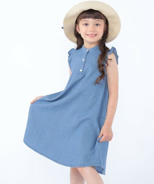 SHIPS / シップス ロング・マキシ丈ワンピース | SHIPS KIDS:100〜130cm /〈接触冷感〉ドライメッシュ デニム ワンピース | 詳細3