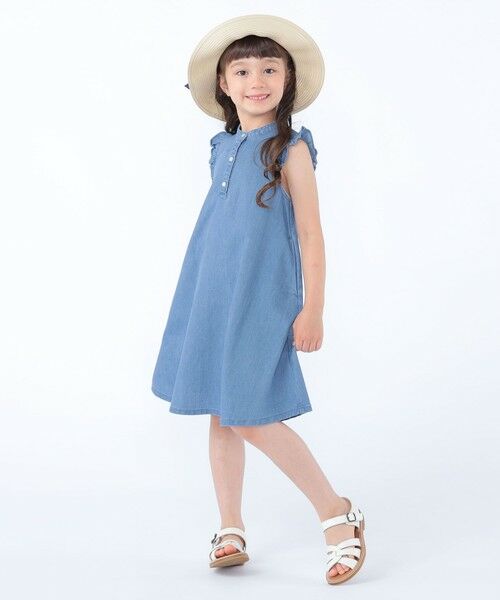 SHIPS / シップス ロング・マキシ丈ワンピース | SHIPS KIDS:100〜130cm /〈接触冷感〉ドライメッシュ デニム ワンピース | 詳細7