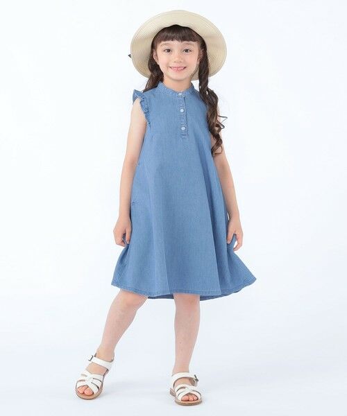 SHIPS / シップス ロング・マキシ丈ワンピース | SHIPS KIDS:100〜130cm /〈接触冷感〉ドライメッシュ デニム ワンピース | 詳細8