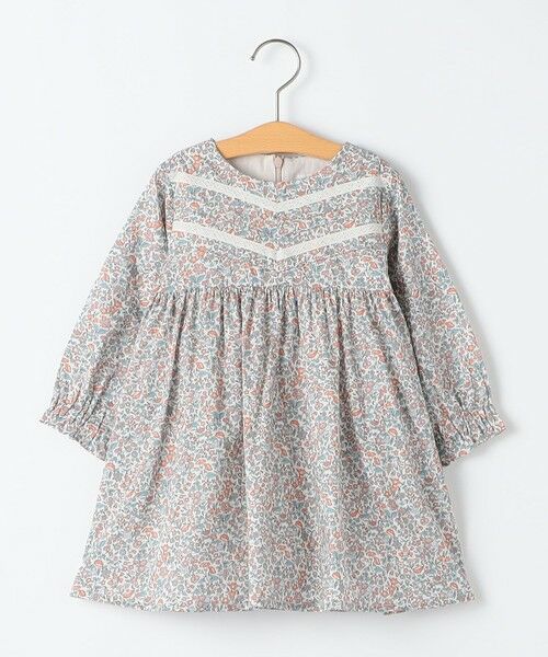 SHIPS / シップス ロング・マキシ丈ワンピース | SHIPS KIDS:80〜90cm / リバティ ギャザー ワンピース 長袖（ピンク系）