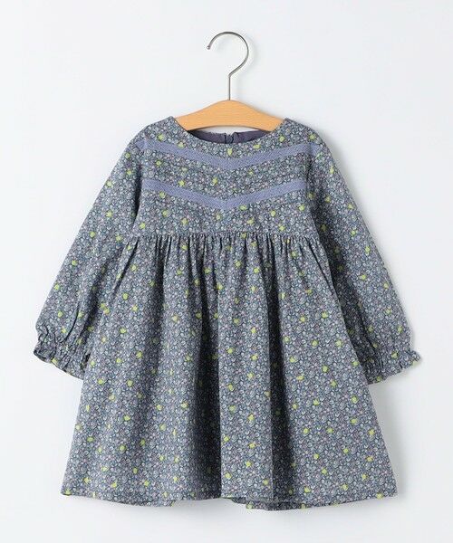 SHIPS / シップス ロング・マキシ丈ワンピース | SHIPS KIDS:80〜90cm / リバティ ギャザー ワンピース 長袖（ネイビー）