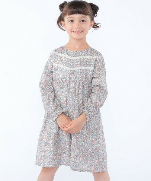 SHIPS / シップス ロング・マキシ丈ワンピース | SHIPS KIDS:100〜130cm / リバティ ギャザー ワンピース 長袖 | 詳細1