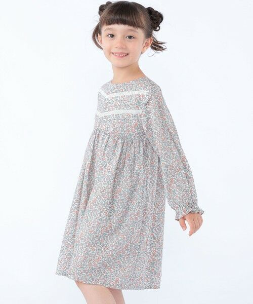 SHIPS / シップス ロング・マキシ丈ワンピース | SHIPS KIDS:100〜130cm / リバティ ギャザー ワンピース 長袖 | 詳細2