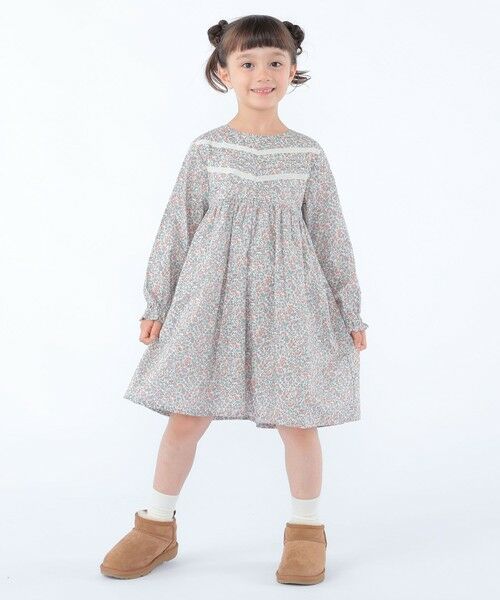 SHIPS / シップス ロング・マキシ丈ワンピース | SHIPS KIDS:100〜130cm / リバティ ギャザー ワンピース 長袖 | 詳細4
