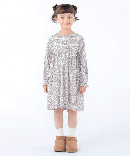 SHIPS / シップス ロング・マキシ丈ワンピース | SHIPS KIDS:100〜130cm / リバティ ギャザー ワンピース 長袖 | 詳細5