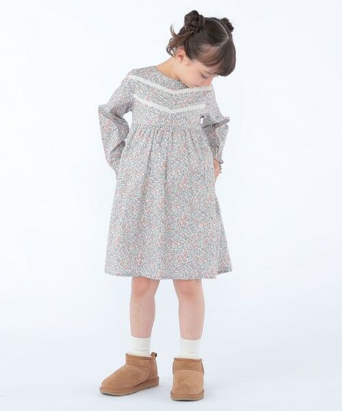 SHIPS / シップス ロング・マキシ丈ワンピース | SHIPS KIDS:100〜130cm / リバティ ギャザー ワンピース 長袖 | 詳細6