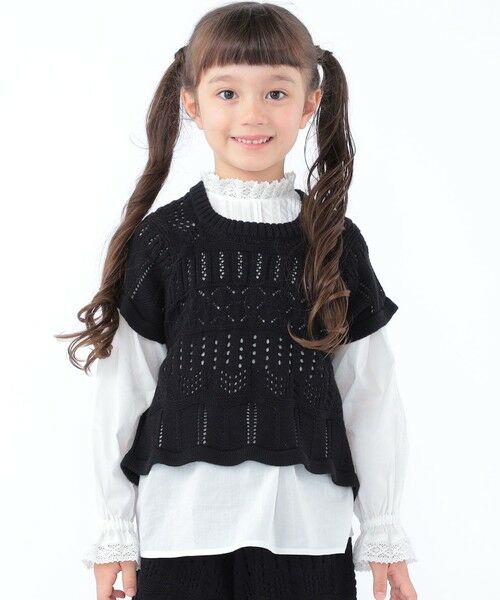 SHIPS / シップス ニット・セーター | SHIPS KIDS:100〜130cm/ニット レーストップス（ブラック）