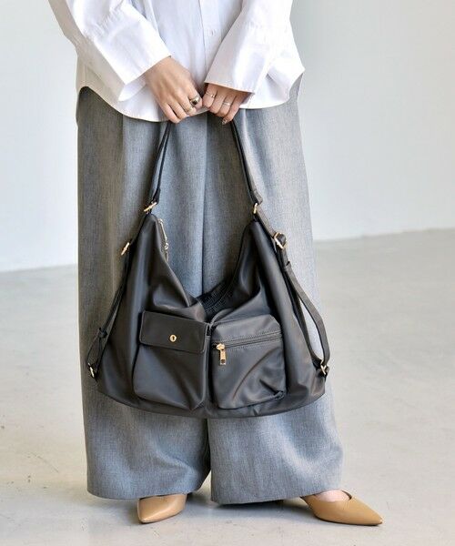 SHIPS / シップス ショルダーバッグ | 《予約》quaranciel:〈撥水加工〉3WAY ナイロン ポケット ショルダーバッグ（A4対応） | 詳細1