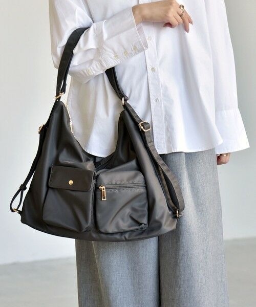 SHIPS / シップス ショルダーバッグ | 《予約》quaranciel:〈撥水加工〉3WAY ナイロン ポケット ショルダーバッグ（A4対応） | 詳細2