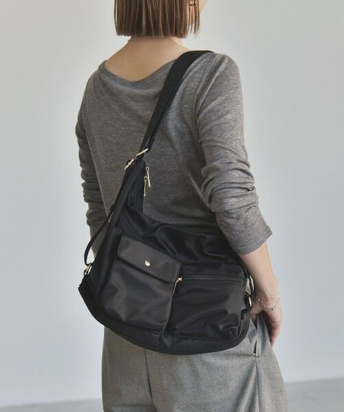 SHIPS / シップス ショルダーバッグ | 《予約》quaranciel:〈撥水加工〉3WAY ナイロン ポケット ショルダーバッグ（A4対応）（ブラック）