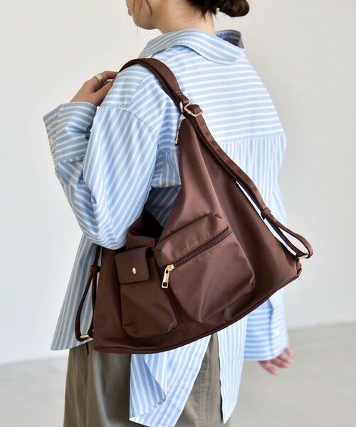 SHIPS / シップス ショルダーバッグ | 《予約》quaranciel:〈撥水加工〉3WAY ナイロン ポケット ショルダーバッグ（A4対応） | 詳細16