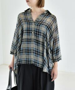 SHIPS / シップス シャツ・ブラウス | 《予約》quaranciel:〈洗濯機可能〉シアー チェック ギャザー プルオーバー シャツ
