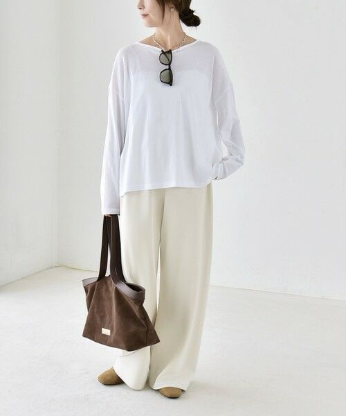 SHIPS / シップス カットソー | 《予約》quaranciel:〈手洗い可能〉シアー コットン ボートネック ルーズ ロンTEE | 詳細1