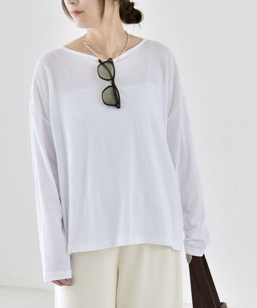 SHIPS / シップス カットソー | 《予約》quaranciel:〈手洗い可能〉シアー コットン ボートネック ルーズ ロンTEE | 詳細3