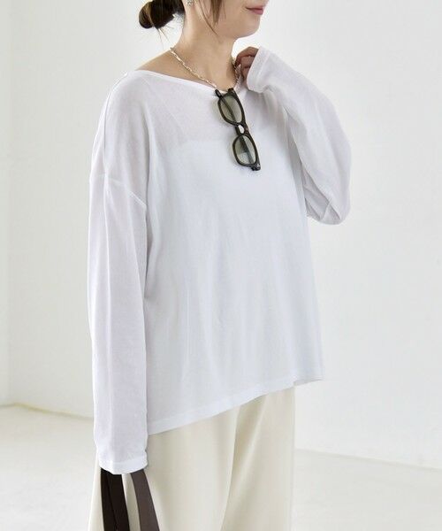 SHIPS / シップス カットソー | 《予約》quaranciel:〈手洗い可能〉シアー コットン ボートネック ルーズ ロンTEE | 詳細4