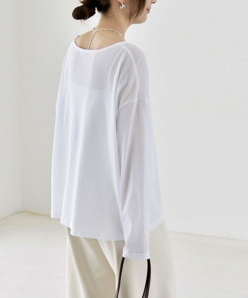 SHIPS / シップス カットソー | 《予約》quaranciel:〈手洗い可能〉シアー コットン ボートネック ルーズ ロンTEE | 詳細5