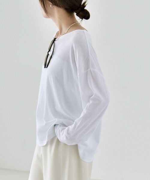 SHIPS / シップス カットソー | 《予約》quaranciel:〈手洗い可能〉シアー コットン ボートネック ルーズ ロンTEE | 詳細7