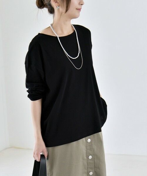 SHIPS / シップス カットソー | 《予約》quaranciel:〈手洗い可能〉シアー コットン ボートネック ルーズ ロンTEE | 詳細14