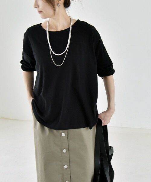 SHIPS / シップス カットソー | 《予約》quaranciel:〈手洗い可能〉シアー コットン ボートネック ルーズ ロンTEE | 詳細18