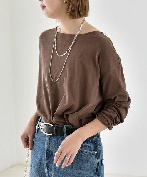 SHIPS / シップス カットソー | 《予約》quaranciel:〈手洗い可能〉シアー コットン ボートネック ルーズ ロンTEE | 詳細30