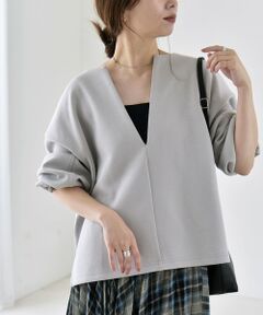 SHIPS / シップス スウェット | 《予約》quaranciel:〈洗濯機可能〉ポンチ Vネック ルーズ プルオーバー