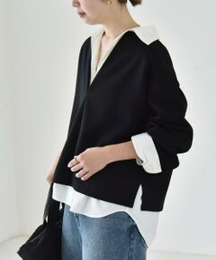 SHIPS / シップス スウェット | 《予約》quaranciel:〈洗濯機可能〉ポンチ Vネック ルーズ プルオーバー
